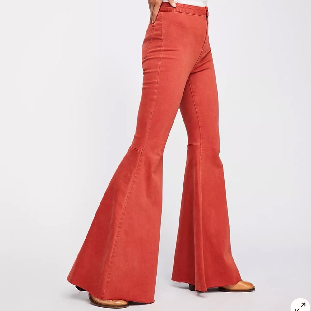 We The Free Red Flare Wide Leg Jeans - Picture 6 of 6
